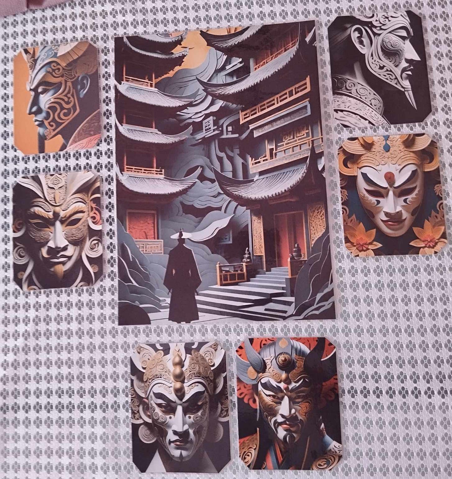 Set déco Masques asiatiques masculins