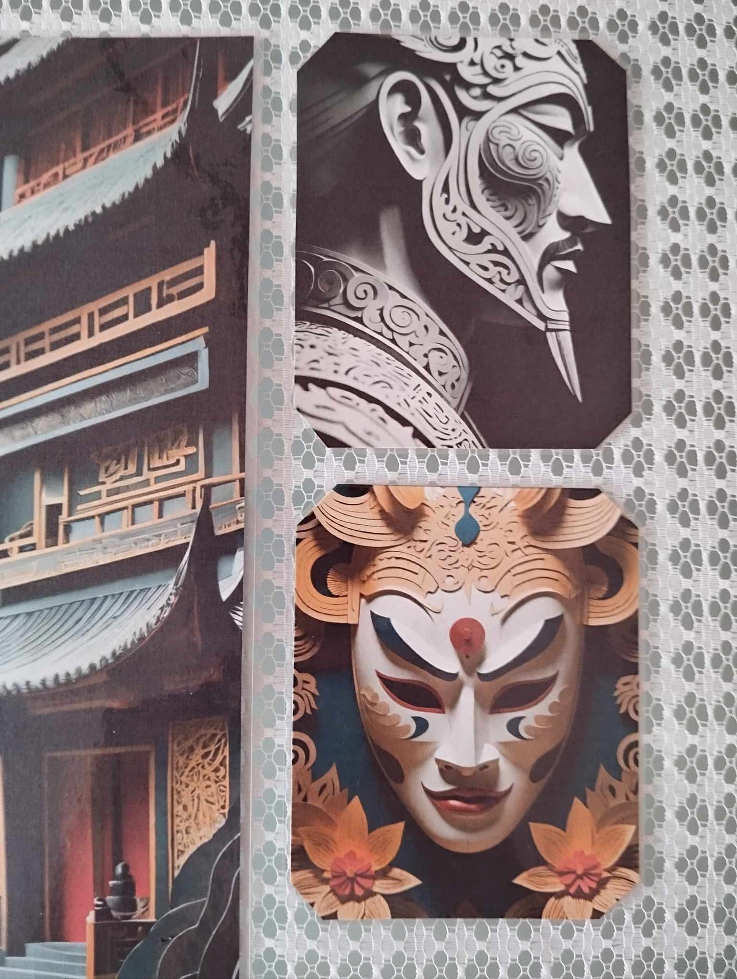 Set déco Masques asiatiques masculins