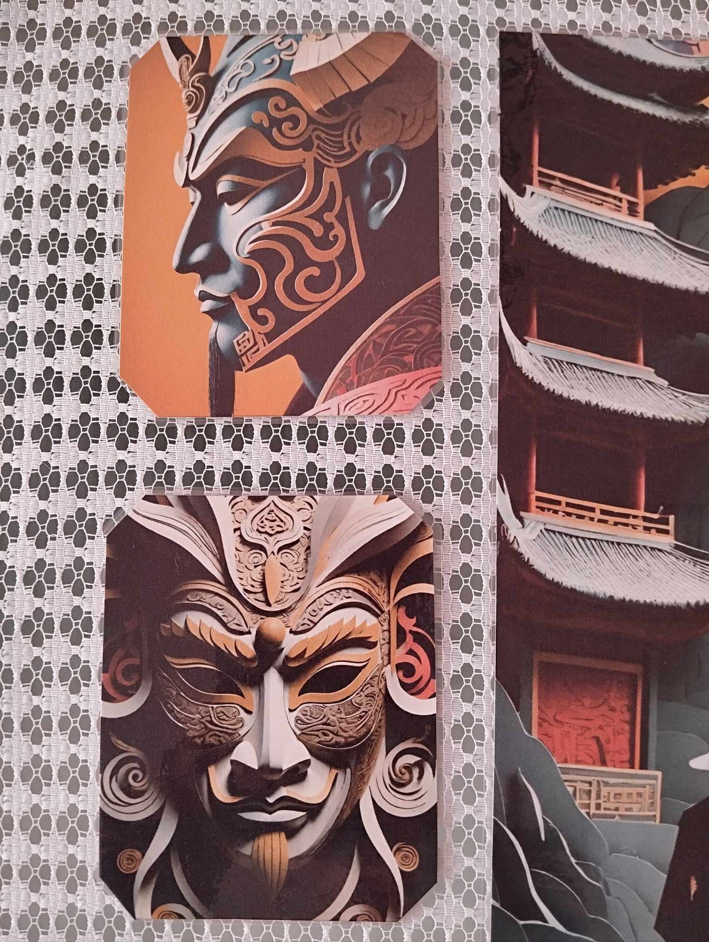 Set déco Masques asiatiques masculins