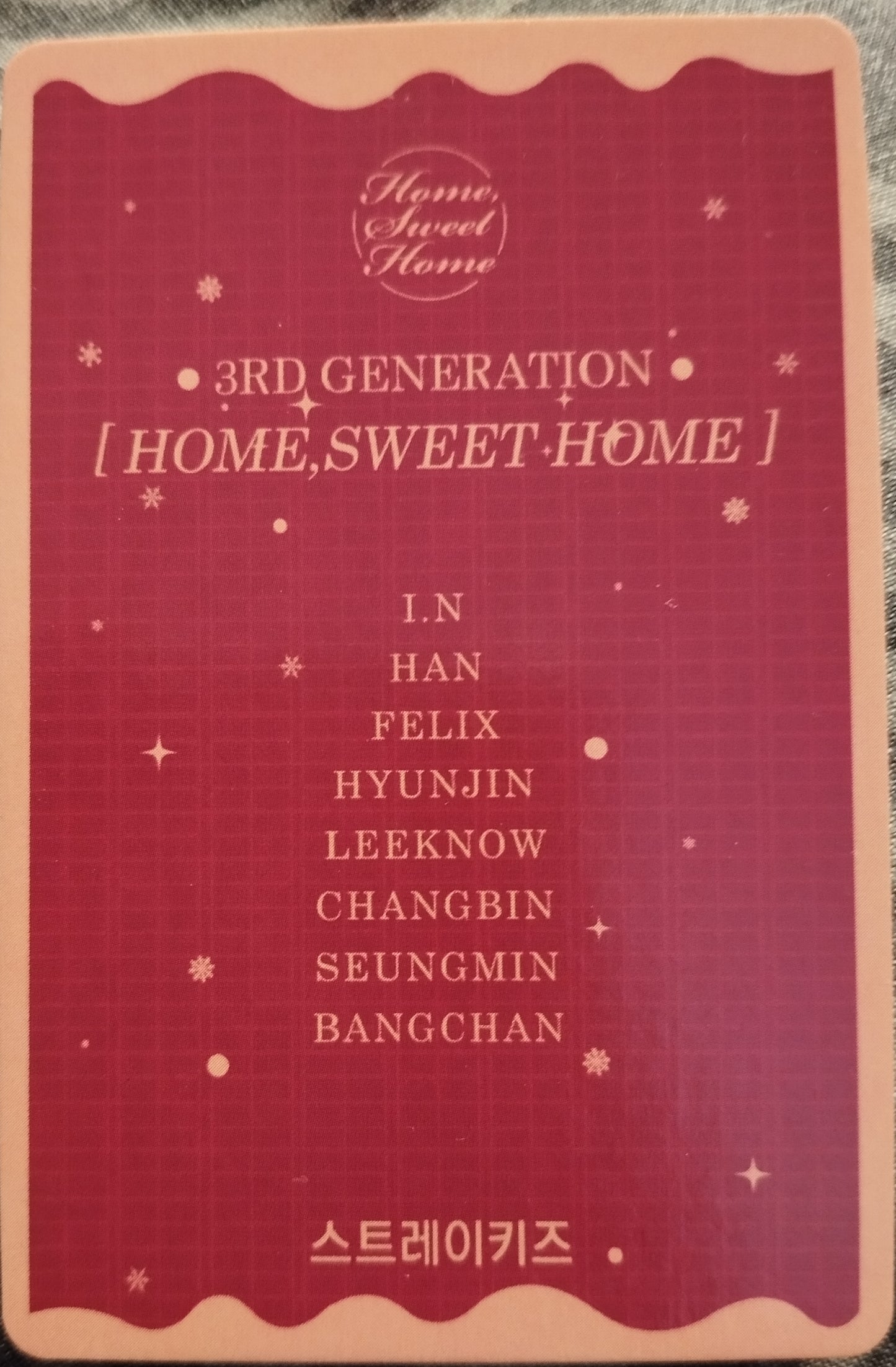 Photocard STRAYKIDS 3rd generation Home sweet home  Hyunjin  Lee felix  Seungmin  Han jisung