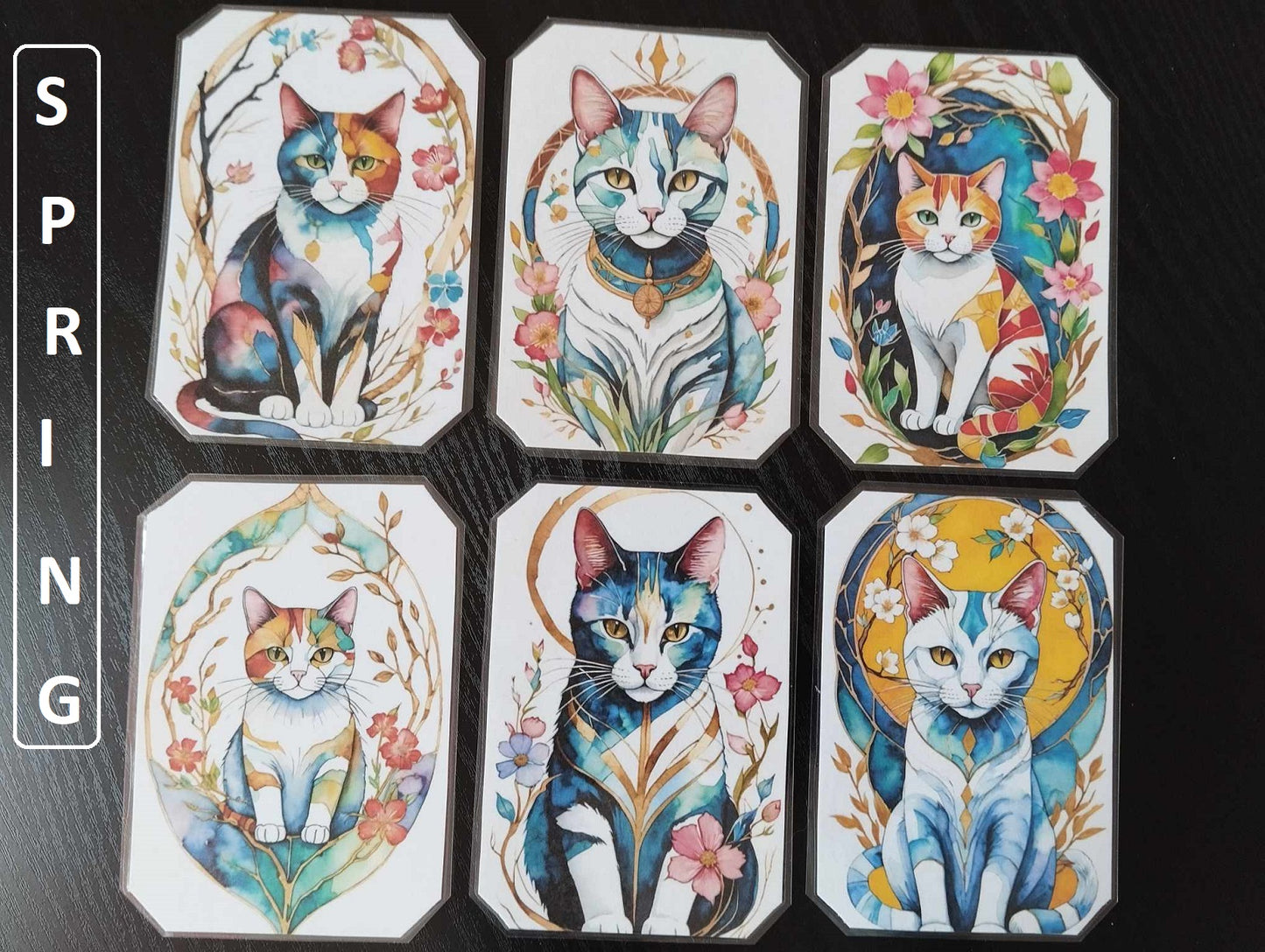 Lot 6 dessous de verre LES CHATS version PRINTEMPS