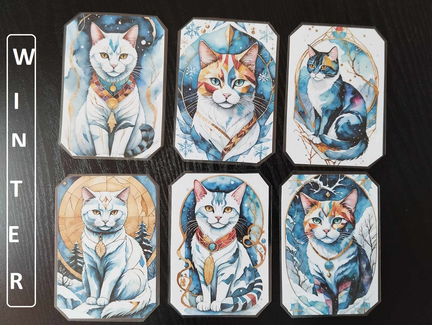 Lot 6 dessous de verre LES CHATS version HIVER