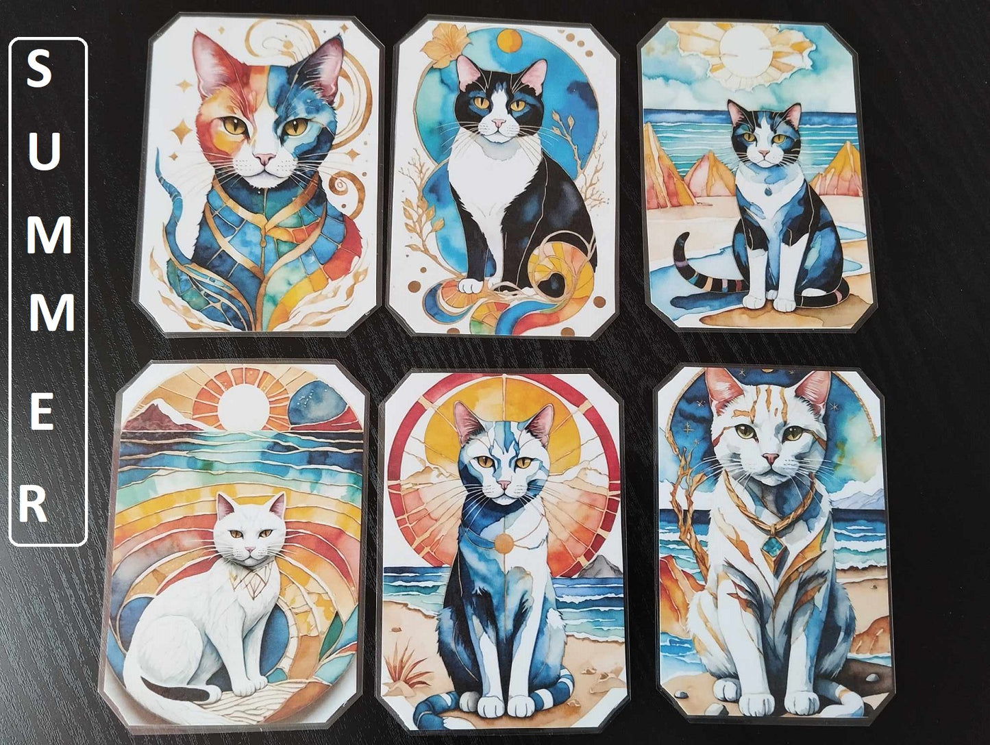 Lot 6 dessous de verre LES CHATS version ETE