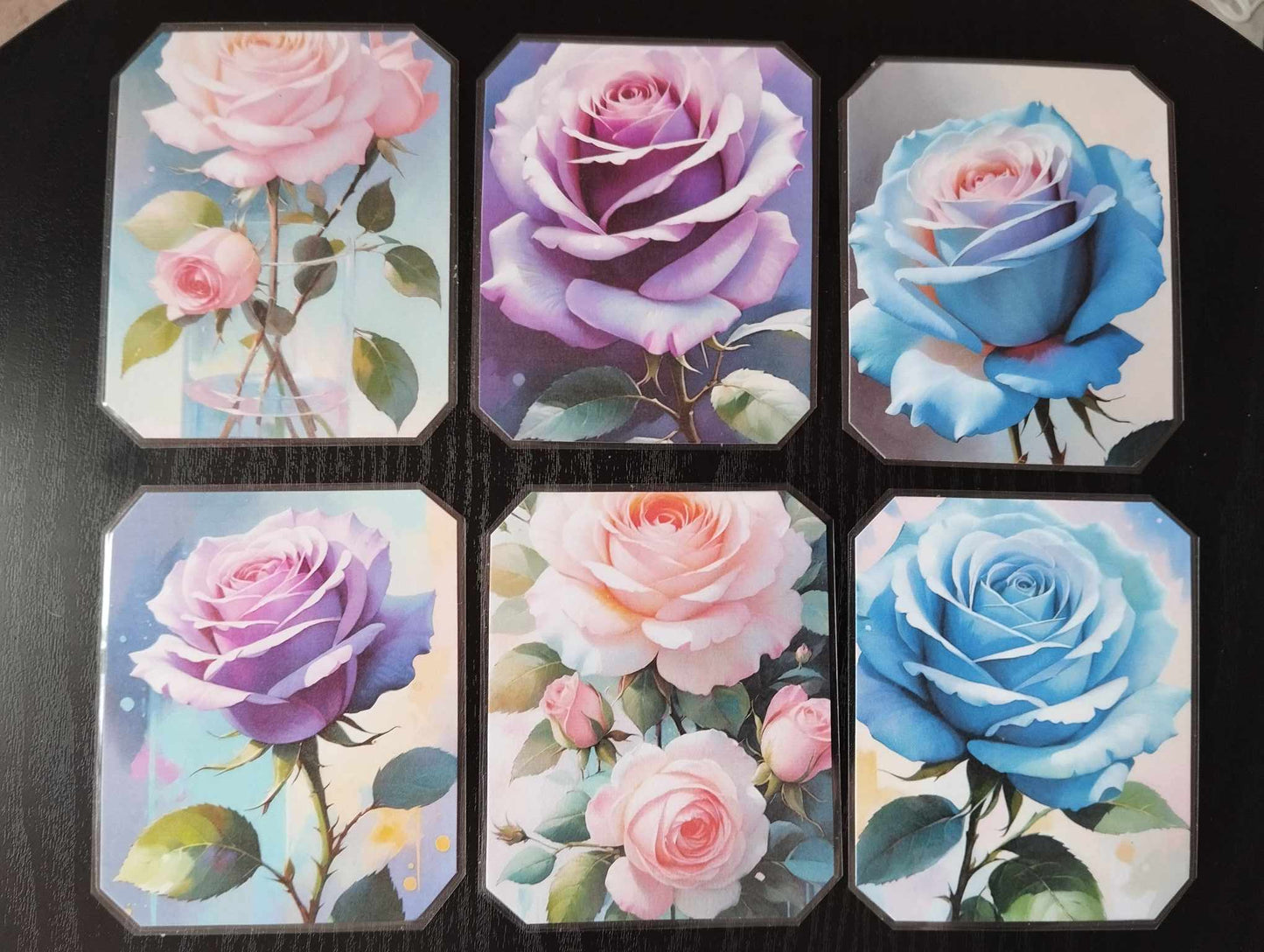 Lot 6 dessous de verre LES FLEURS Les roses