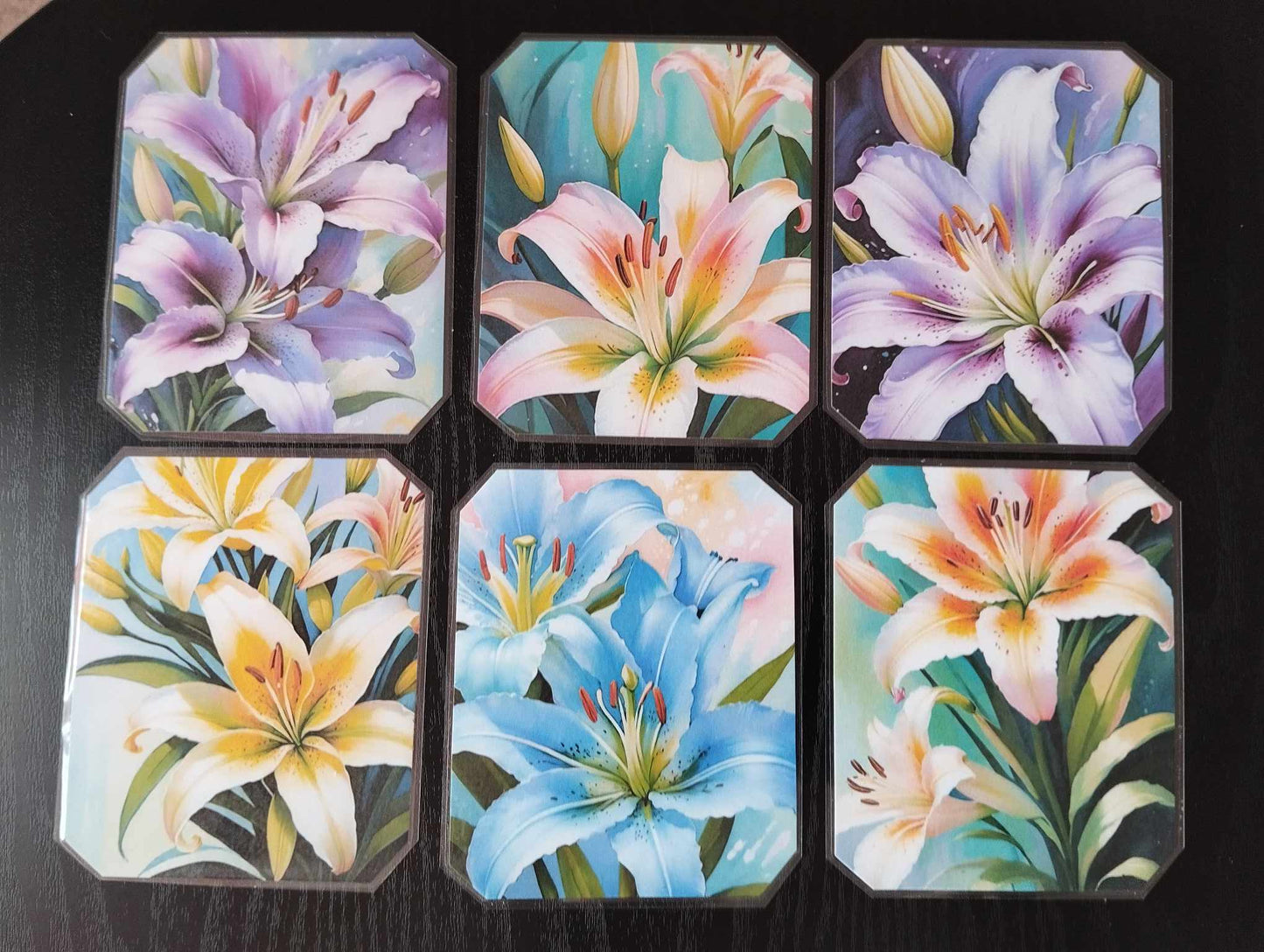 Lot 6 dessous de verre LES FLEURS Les lys