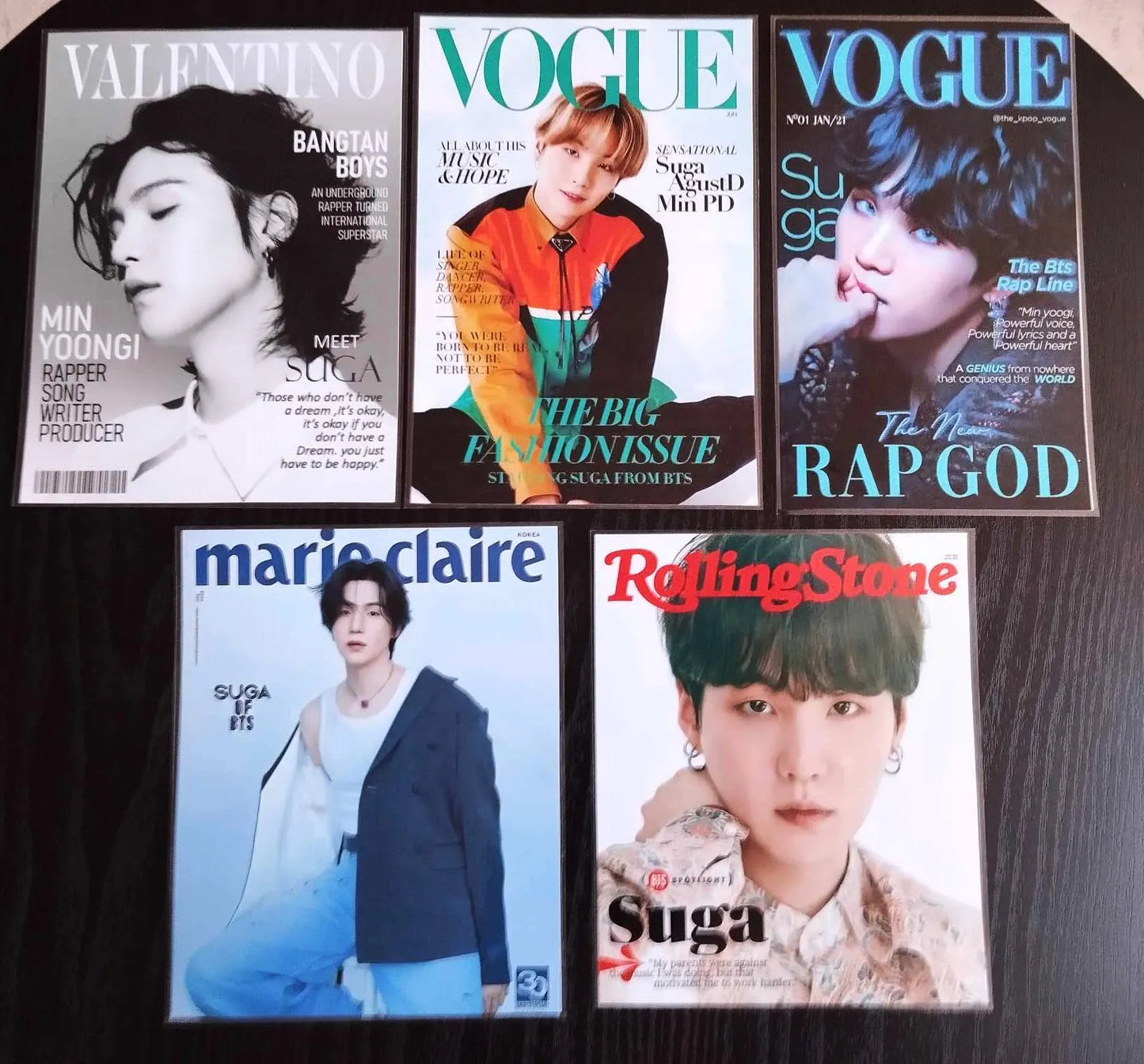 Lot 5 décorations K POP BTS Suga