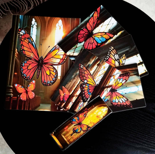 Pack décoration LE SOUFFLEUR DE VERRE Les papillons de vitrail + marque page