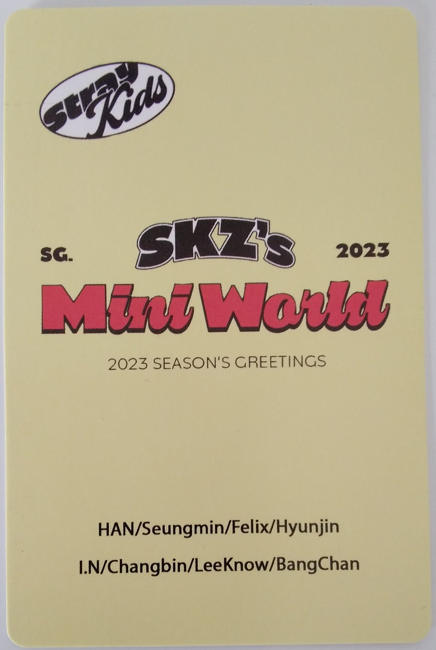 Photocard  STRAYKIDS  SKZ's Mini world 2023  Hyunjin  Changbin  Lee know  Bang chan